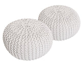 Charlotte - Pouf Sitzhocker SET 2 Pièces - Blanc - Coton recyclé - Ø 55 cm H 37 cm